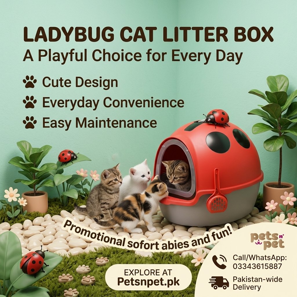 Ladybug Cat Litter Box – Cute & Practical Toilet Tray for Cats