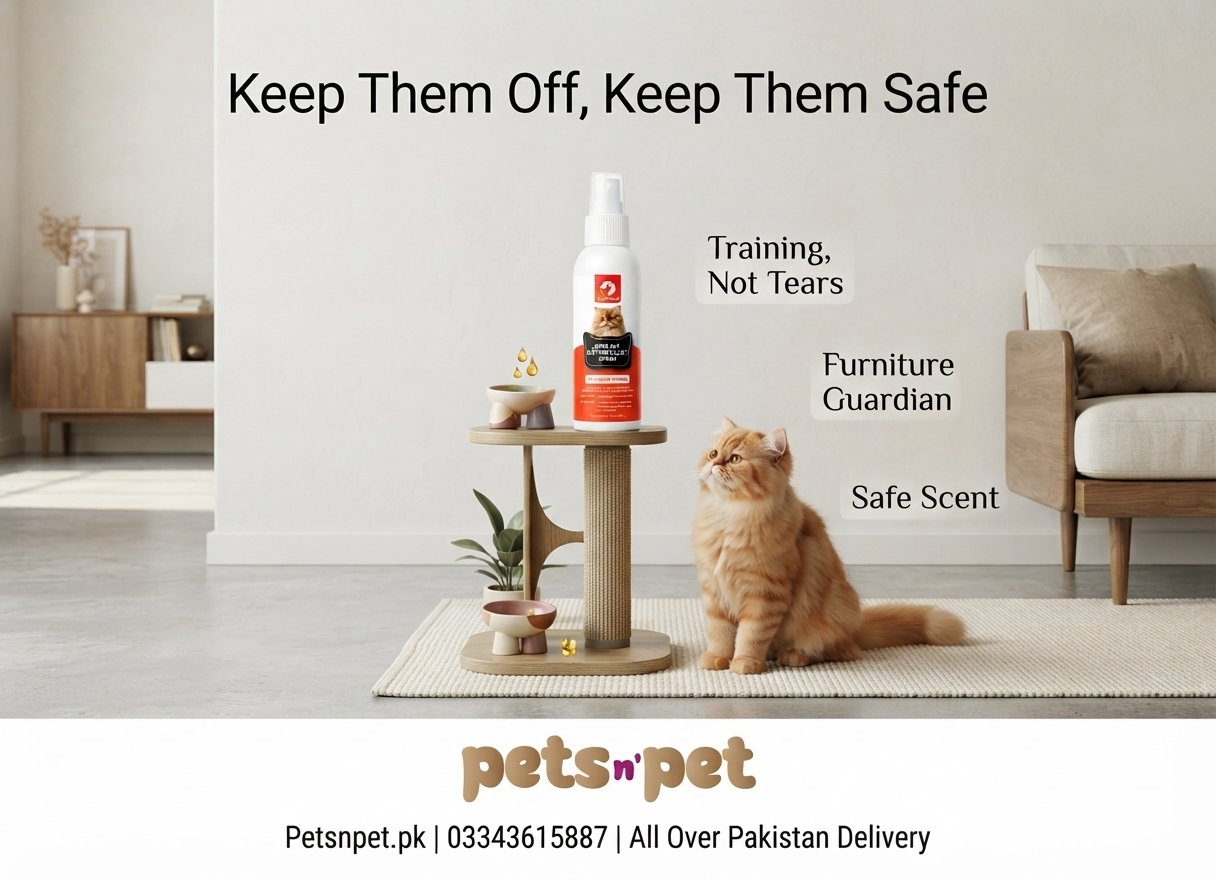 Keep Off Spray for Cats is a convenient training aid designed to help discourage cats from entering, scratching, climbing, or repeatedly visiting unwanted areas.