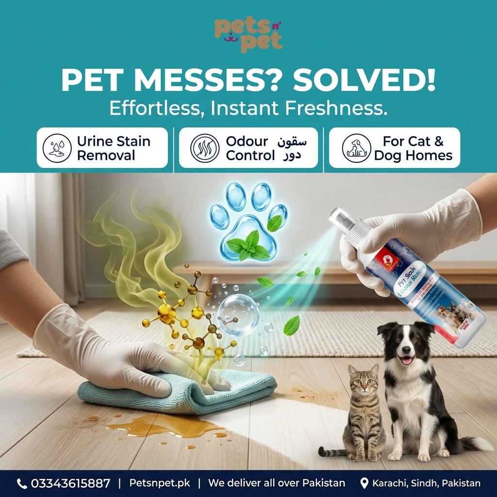 Pet Urine Stain & Odour Remover – Powerful Pet Stain Cleaner for Cats & Dogs